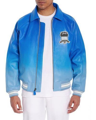 Men's Avirex Sky Blue Leather Jacket main image 1