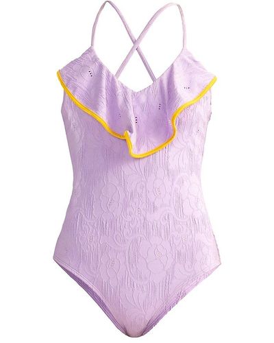 Shoshanna Floral Flounce One-piece Swimsuit - Purple