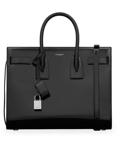Saint Laurent Le Fermoir Snap-buckle Closure Small Top Handle Bag in Black