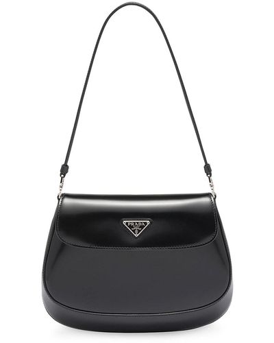 Cleo flap leather handbag Prada White in Leather - 35460102