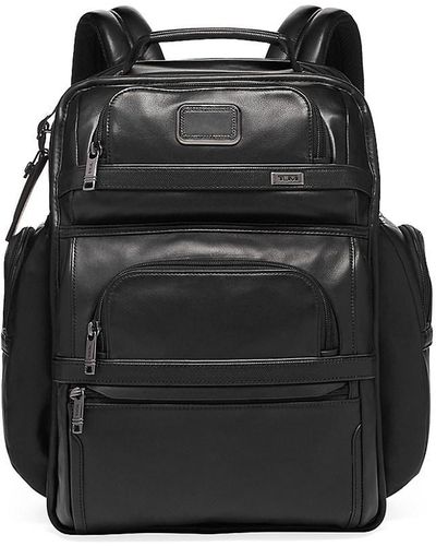 Tumi Alpha Leather Compact Laptop Brief Pack - Black