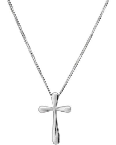 TANE MEXICO 1942 Drop Cross Sterling Silver Pendant Necklace - Metallic