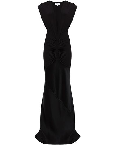 Reiss Noa V-neck Ruched Sheath Gown - Black