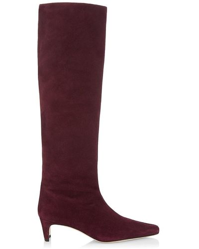 STAUD Wally Western Suede Knee Boots in Natural | Lyst