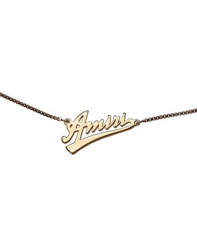 Amiri Script Logo Brass Necklace - Metallic
