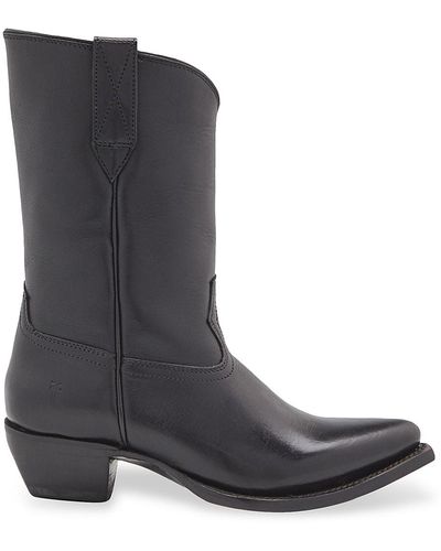 Frye Sacha Mid Leather Cowboy Boots in Black | Lyst