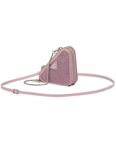 Prada Crochet And Leather Mini-pouch in Pink