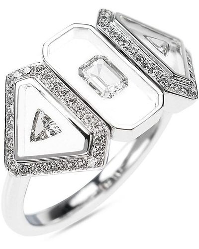 Nikos Koulis Universe 18k White Gold, Diamond & Enamel Invisible Ring