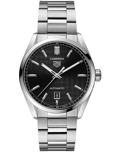 Tag Heuer Carrera Stainless Steel & Black Dial Automatic 39mm Bracelet Watch - Gray