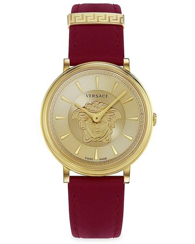 Versace Women's Swiss V Circle Logomania Edition Gold-Tone Stainless Steel  Bracelet Watch 38mm - Macy's