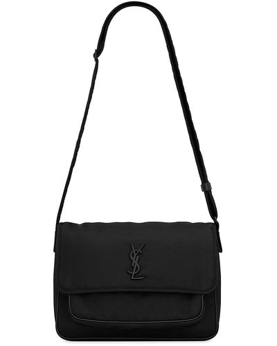 Yves Saint Laurent YSL Logo Nylon Leather Crossbody Shoulder bag