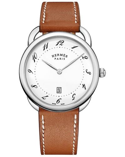 Hermès Arceau Stainless Steel & Leather Strap Watch/44mm - White