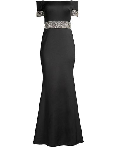 Basix black label shoulder bow crepe gown Clearance