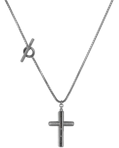 Marco Dal Maso Acies Triple Black Diamond Cross Necklace - Metallic