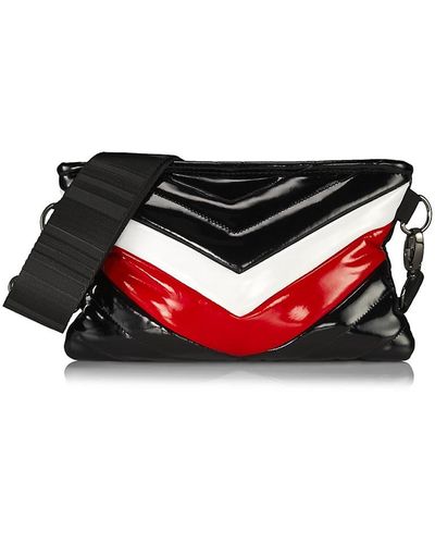 Think Royln Vonn Chevron Crossbody Bag In Black Patent/red/white V  Colorblock