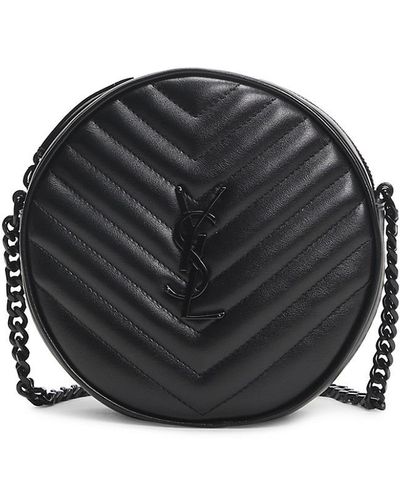 Saint Laurent Jade Round Matelassé Leather Bag - Black