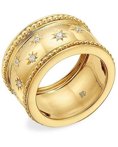 Temple St. Clair Celestial 18k Yellow Gold & Diamond Cosmo Wide Band Ring - Metallic