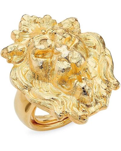 Kenneth Jay Lane 22k-gold-plated Lion Head Adjustable Ring - Metallic