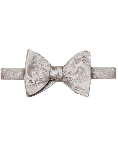 Eton Floral Silk Jacquard Pre-tied Bow Tie - Grey