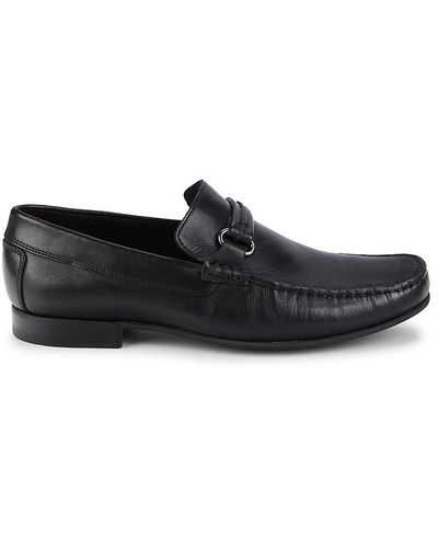 Donald J Pliner Leather Bit Loafers - Black