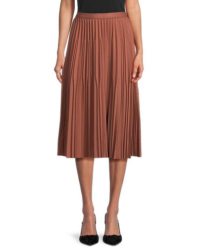 Adrianna Papell Pleated A Line Skirt - Brown