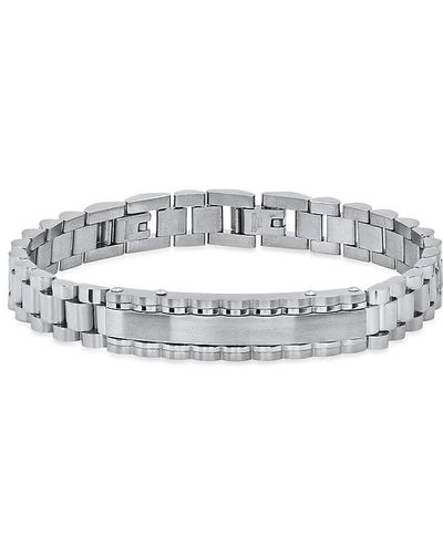 Hickey Freeman Stainless Steel Woven Link Id Bracelet - White