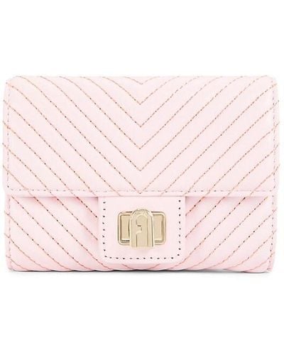 Furla Chevron Leather French Wallet - Pink