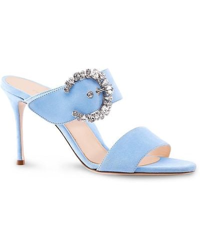 Marion Parke Lucia Embellished Stiletto Heel Leather Sandals - Blue