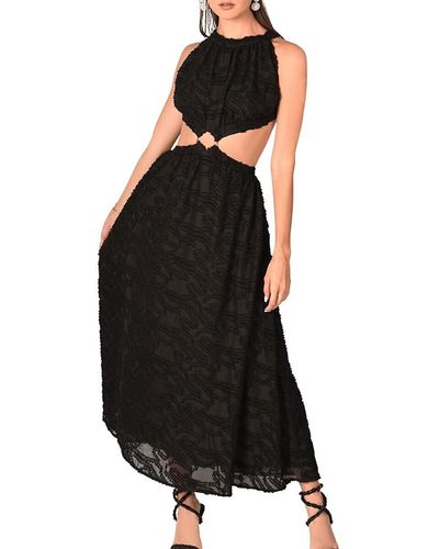 Akalia Backless Lace Midi Dress - Black