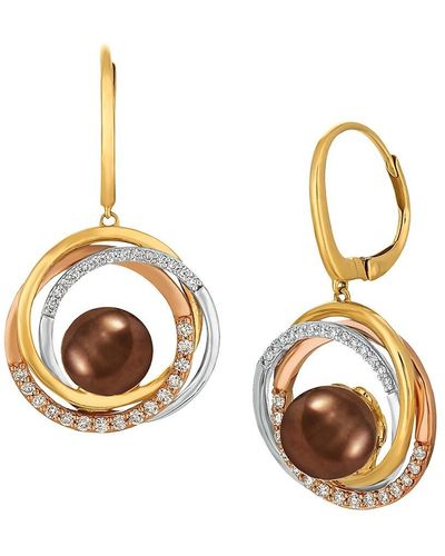 Le Vian 14K Tri-, 10Mm Pearls & Vanilla Diamonds Drop Earrings - Metallic