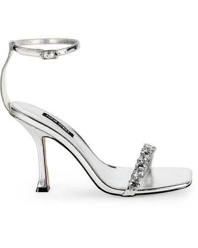Nine West Yazmin Metallic Embellished Sandals - White