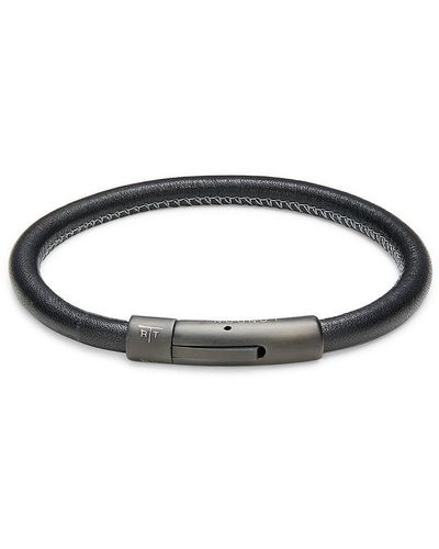 Tateossian Rt Ion-plated & Leather Bracelet - Black