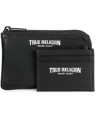 True Religion 2-piece Leather Pouch & Card Case Set - Black