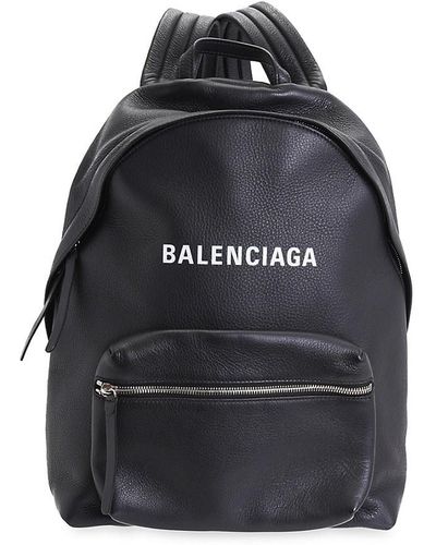 Balenciaga Logo Leather Everyday Backpack - Black