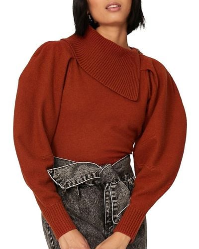 Ulla Johnson Riley Puff Sleeve Woollen Sweater - Red