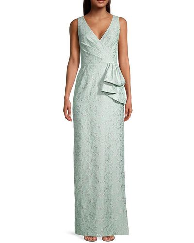 Adrianna Papell Jacquard Column Gown - Green