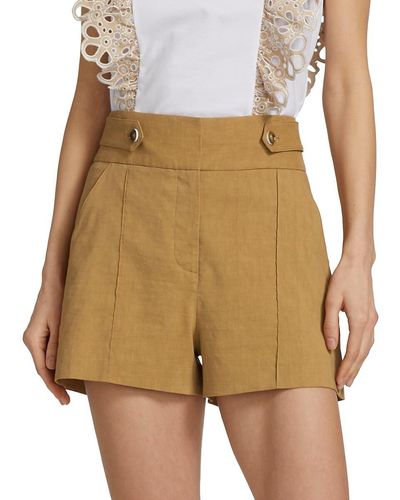 Veronica Beard Betty Stretch-linen Shorts - Natural