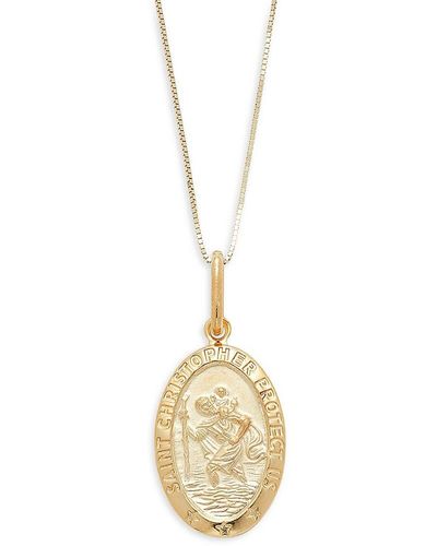 Saks Fifth Avenue 14k Yellow Gold St. Christopher Pendant Necklace - Metallic