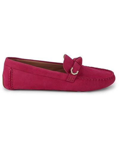 Cole Haan Evelyn Bow Suede Driver Loafers - Red