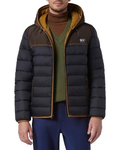 Andrew Marc Malone Colorblock Hooded Puffer Jacket - Black