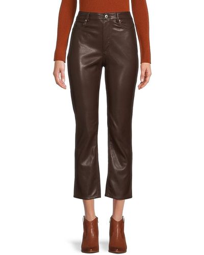 Jonathan Simkhai River Stretch Vegan Leather Straight Leg Ankle Trousers - Brown