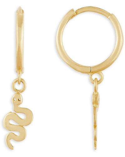 Saks Fifth Avenue Saks Fifth Avenue 14k Yellow Gold Snake Charm Huggie Earrings - White