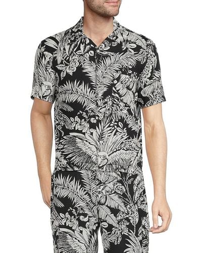 Palm Angels Leaf Print Shirt - Gray
