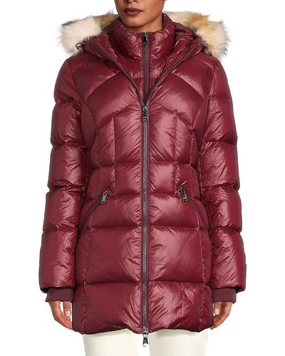 Pajar Ares Faux Fur Trim Hooded Puffer Jacket - Red