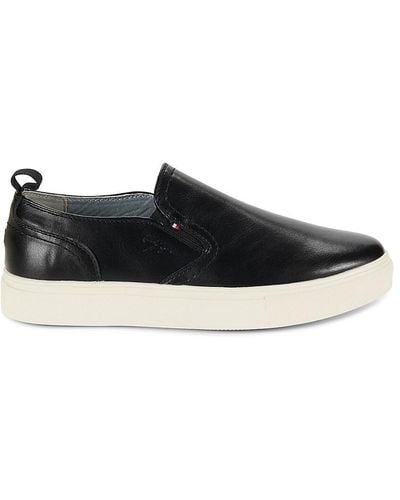 Tommy Hilfiger Faux Leather Slip On Sneakers - Black