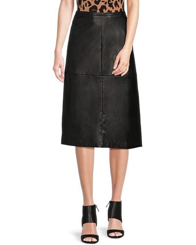 Joe's Jeans Doreen Faux Leather A-line Midi Skirt - Black