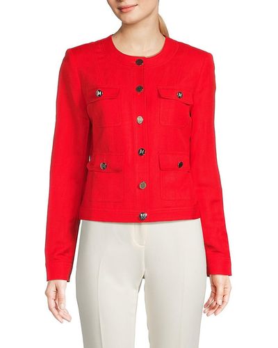 Karl Lagerfeld Linen Blend Jacket - Red