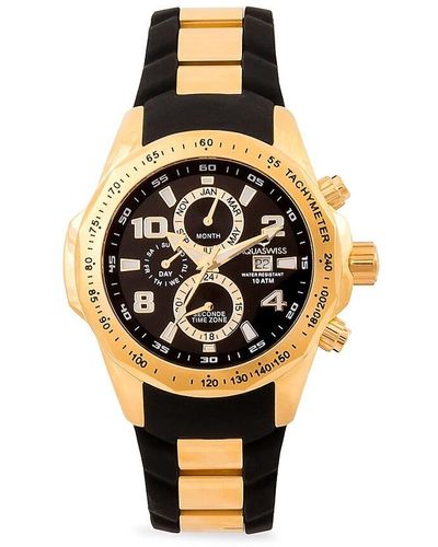 Aquaswiss 43mm Two-tone Stainless Steel & Silicone Strap Watch - Metallic