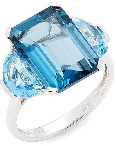 Effy 14k White Gold, Blue Topaz & London Blue Topaz Ring