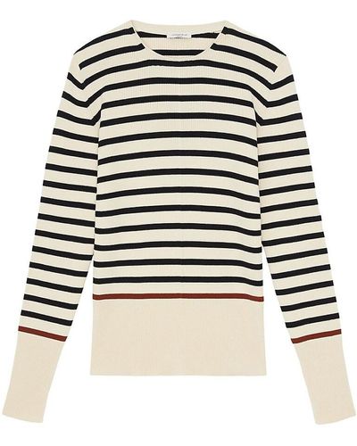 Lafayette 148 New York Rib Knit Striped Sweater - White